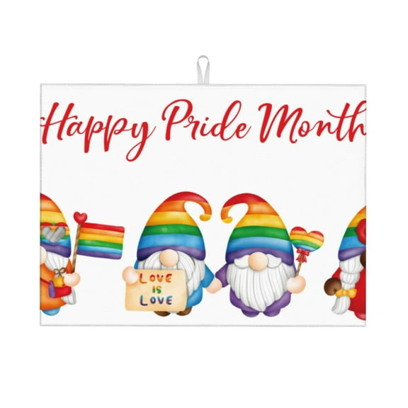 Kdxio Lgbt Gnome for Dish Drying Mat,24*18 inch Absorbent Dish Drainer Kitchen Counter,Large Size Dish Drying Pad for Countertops,Draining Racks