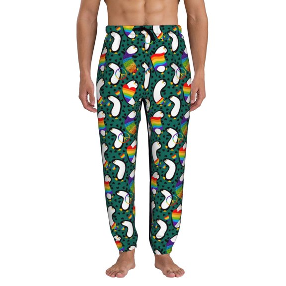 Kdxio Lgbt Penguin Pattern Joggers,Sweatpants for Men with Pockets-Large