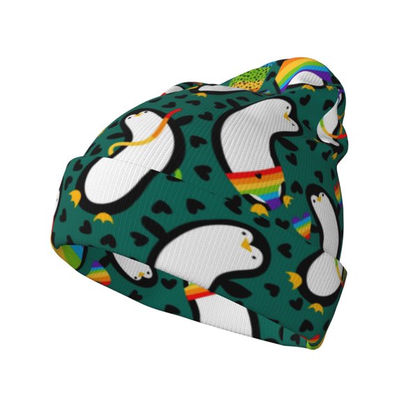 Kdxio Lgbt Penguin Winter Beanie for Men Women Beanie Knit Hat Cuffed Cap Beanie Knit Chunky Snow Cap