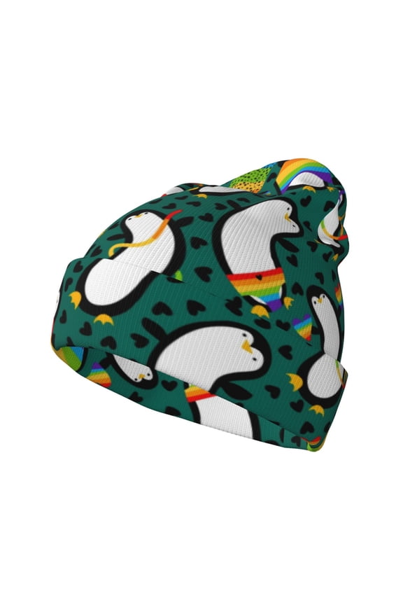 Lgbt Penguin Winter Beanie for Men Women Beanie Knit Hat Cuffed Cap Beanie Knit Chunky Snow Cap