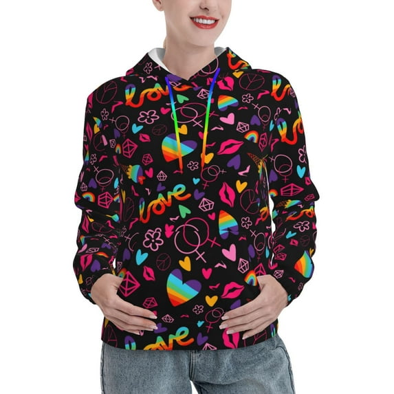 Kdxio Lgbt Rainbow For Pride Print Womens Oversized Hoodies Sweatshirts Hooded Pullover Tops Sweaters Casual-Medium