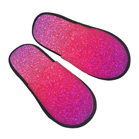 Kdxio Light Purple Glitter Pattern Slippers for Women Memory Foam Fuzzy House Slippers Bedroom Non-slip Warm Womens Slippers
