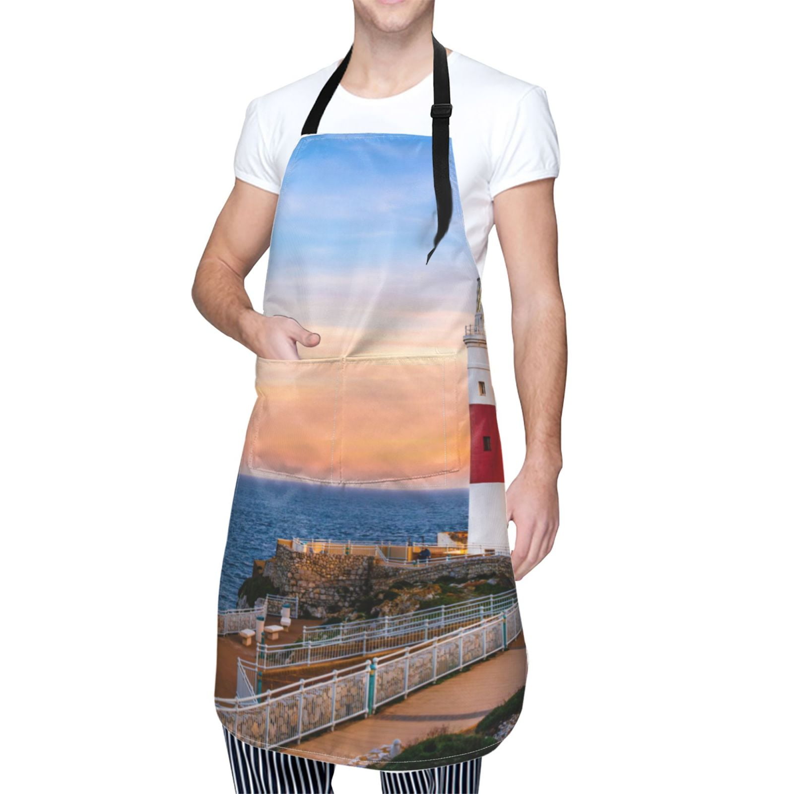 Kdxio Lighthous1 Apron with Pockets Adjustable Kitchen Aprons for Men Women Waterproof Aprons for Cooking,Drawing,Crafting, Baking Household Cleaning
