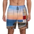 thumbnail image 1 of Kdxio Lighthous1 Print Men's Swim Trunks with Compression Liner 7 Inch Inseam Quick Dry Swim Shorts, 1 of 5