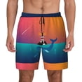 thumbnail image 1 of Kdxio Lighthouse And Whale Print Men'S Swim Trunks With Compression Liner 7 Inch Inseam Quick Dry Swim Shorts, 1 of 7