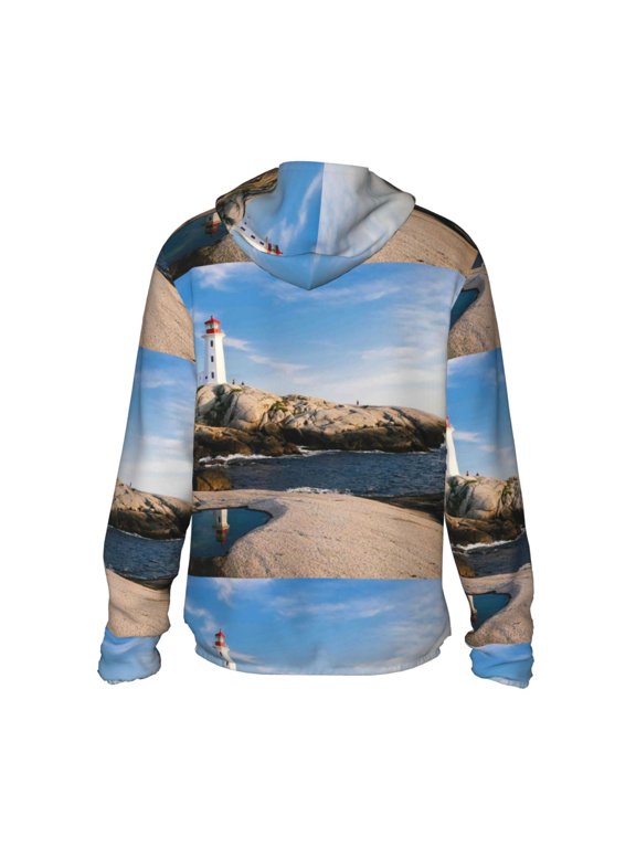 Lighthouse Print Women Men Sun Protection UPF 50+ Jackets Zip Up Long Sleeve Hoodie Hiking Lightweight with Pockets