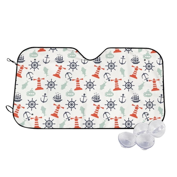 Kdxio Lighthouse Sailboat Print Windshield Sun Shade,UV Rays and Sun Heat Protection,Sunshade for Car Windshield,Car Shade Front Windshield - Small