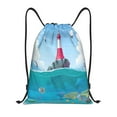 thumbnail image 1 of Kdxio Lighthouse Sea Port Print Drawstring Backpack Bag,Waterproof Draw String Back Sack, Gym Drawstring Bags Swim Bag For Unisex, 1 of 9