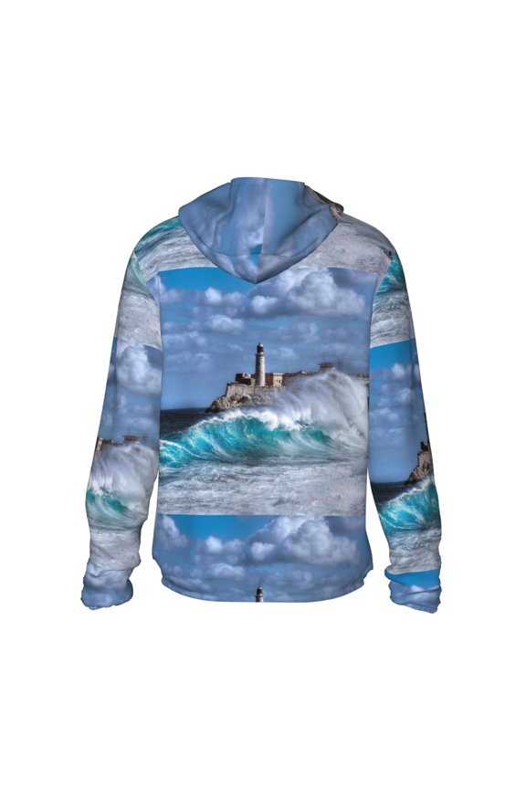 Lighthouse in Havana Print Women Men Sun Protection UPF 50+ Jackets Zip Up Long Sleeve Hoodie Hiking Lightweight with Pockets