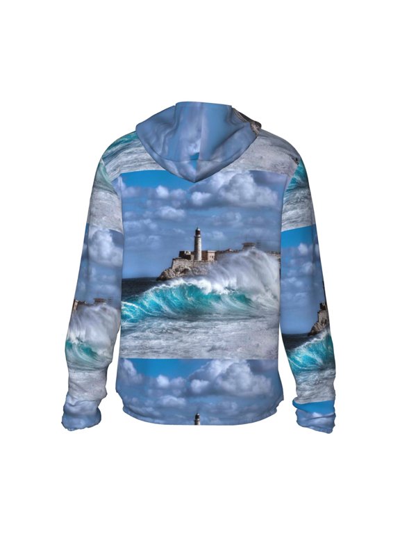 Lighthouse in Havana Print Women Men Sun Protection UPF 50+ Jackets Zip Up Long Sleeve Hoodie Hiking Lightweight with Pockets