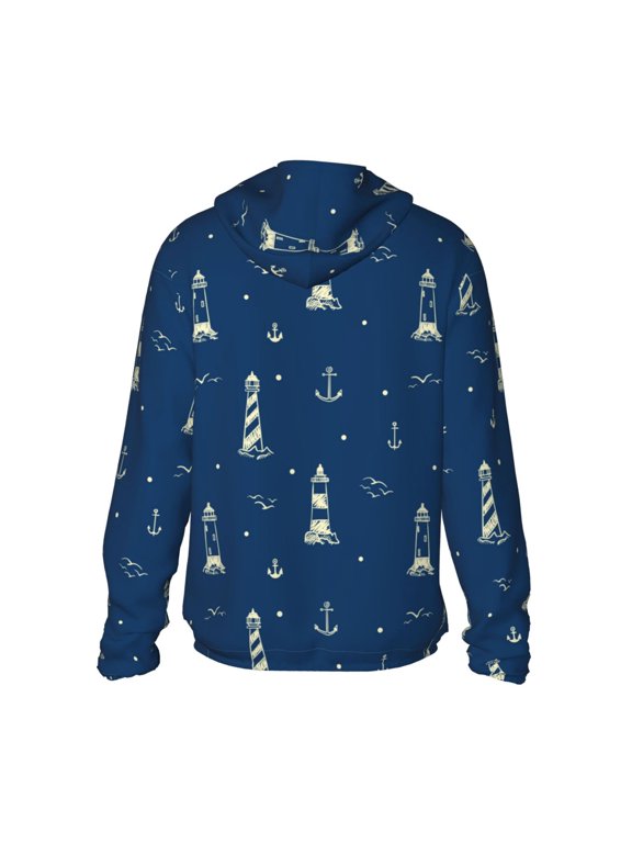 Lighthouses and Anchors Print Women Men Sun Protection UPF 50+ Jackets Zip Up Long Sleeve Hoodie Hiking Lightweight with Pockets