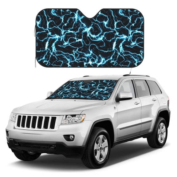 Kdxio Lightning Print Windshield Sun Shade, Foldable Sun Blocker for Car,Truck,SUV Automotive Interior Sun Protection,Reflective Shade for Front Windshield(Medium)