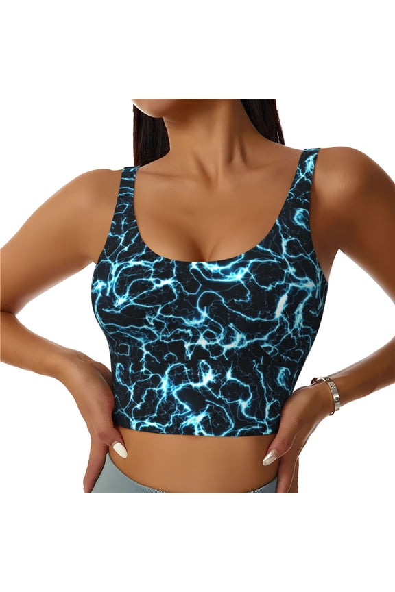 Lightning Print Workout Crop Tank Top for Women Racerback Yoga Tank Tops Athletic Sports Shirts Exercise Undershirts