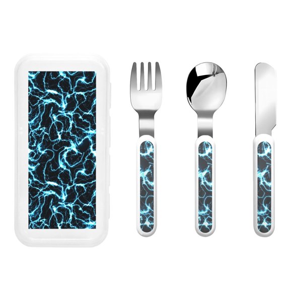 Kdxio Lightning Toddler Utensils Set - Kids Silverware Set, Set Kids Utensils Set with Case for Preschooler Children