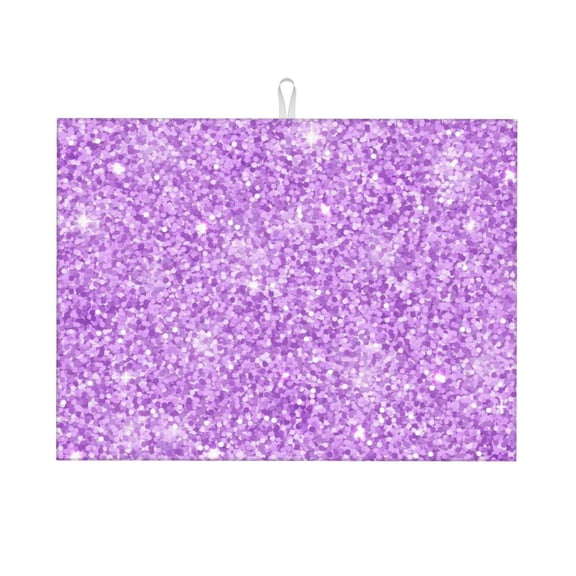 Kdxio Lilac Glittering for Dish Drying Mat,24*18 inch Absorbent Dish Drainer Kitchen Counter,Large Size Dish Drying Pad for Countertops,Draining Racks