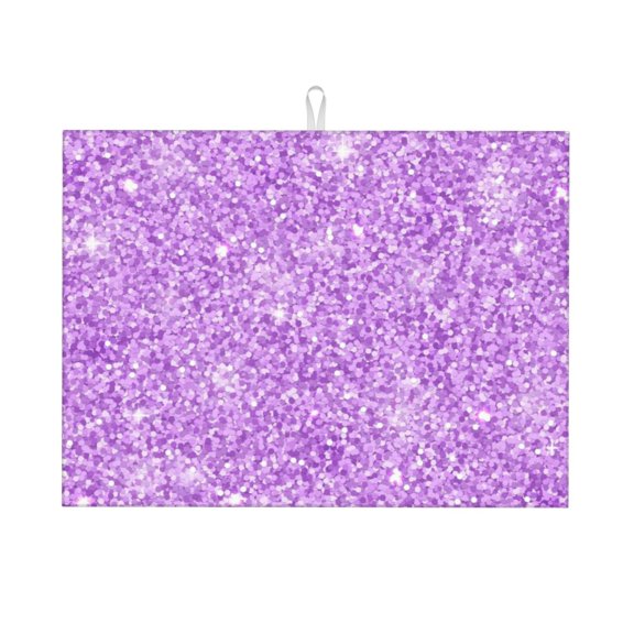 Kdxio Lilac Glittering for Dish Drying Mat,24*18 inch Absorbent Dish Drainer Kitchen Counter,Large Size Dish Drying Pad for Countertops,Draining Racks