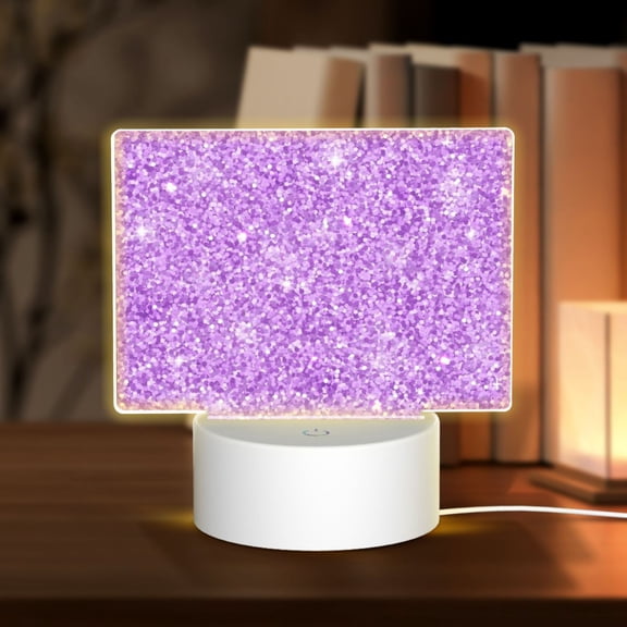 Kdxio Lilac Glittering Rectangular Acrylic Night Light Acrylic Sleep Night Light Friend Gifts for Birthday Gifts for Women Teens Boys Girls