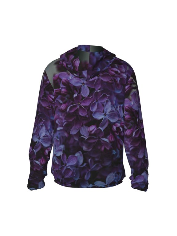 Lilac Print Women Men Sun Protection UPF 50+ Jackets Zip Up Long Sleeve Hoodie Hiking Lightweight with Pockets