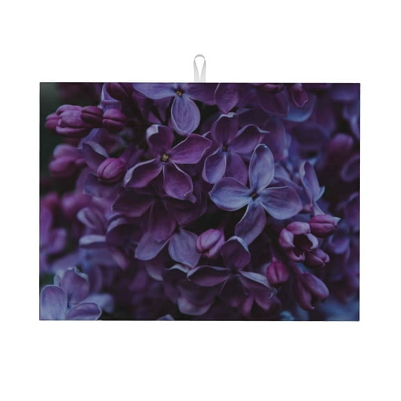 Kdxio Lilac for Dish Drying Mat,24*18 inch Absorbent Dish Drainer Kitchen Counter,Large Size Dish Drying Pad for Countertops,Draining Racks