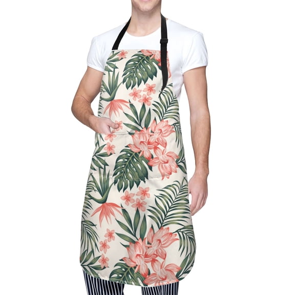 Kdxio Lilies Flowers Apron with Pockets Adjustable Kitchen Aprons for Men Women Waterproof Aprons for Cooking,Drawing,Crafting, Baking Household Cleaning