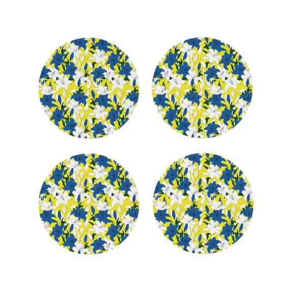 Kdxio Lilies Flowers Funny Coasters,4 Pcs Leather Coasters,Housewarming Gifts,Protect Furniture from Water Marks Scratch and Damage