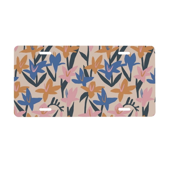 Kdxio Lilies Flowers License Plate Car Front License Plate Car Decoration Car Accessories Front Tag Plate Standard Size