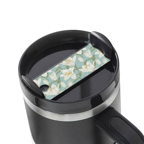 Kdxio Lilies Flowers Name Plate Compatible Stanley Cups Name Tag Acrylic Nameplate Tumbler Lid Topper for Cup Accessories
