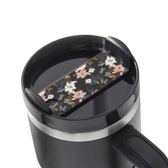 Kdxio Lilies Flowers Name Plate Compatible Stanley Cups Name Tag Acrylic Nameplate Tumbler Lid Topper for Cup Accessories