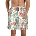 thumbnail image 1 of Kdxio Lilies Flowers Pattern Mens Casual Shorts - Drawstring Summer Beach Sports Shorts for Men, 1 of 9