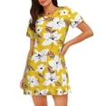thumbnail image 1 of Kdxio Lilies Flowers Pattern Womens Short Sleeve Sleepshirt Scoopneck Cute Nightdress Ruffle Comfy Nightgown, 1 of 6
