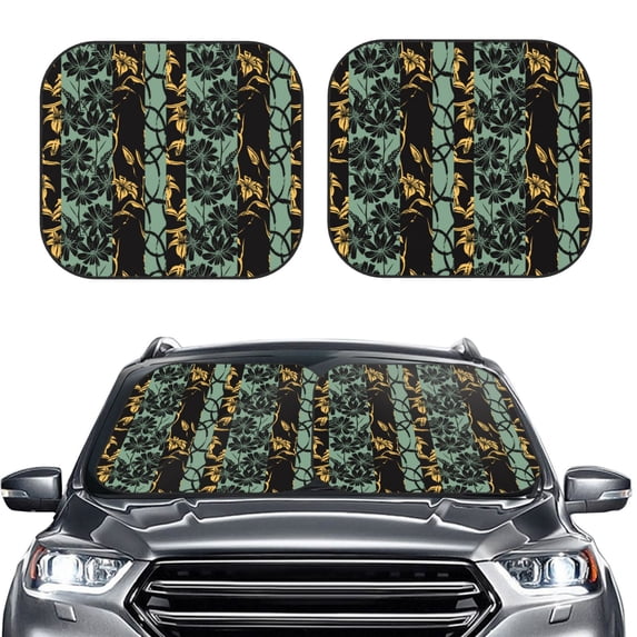 Kdxio Lilies Flowers Print 2-Piece Sun Shade Front Windshield - Foldable Car Front Window Sunshades for Most Sedans SUV Truck