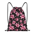 thumbnail image 1 of Kdxio Lilies Flowers Print Drawstring Backpack Bag,Waterproof Draw String Back Sack, Gym Drawstring Bags Swim Bag For Unisex, 1 of 9