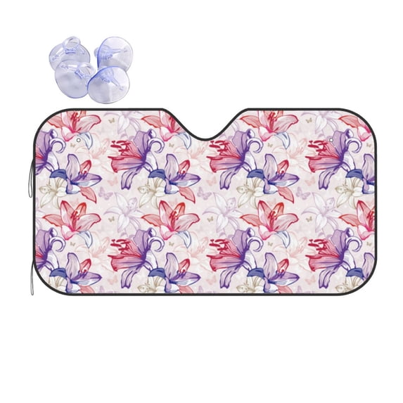 Kdxio Lilies Flowers Print Front Windshield Sun Shade,Folding Auto Sunshade for Car Truck SUV-Small