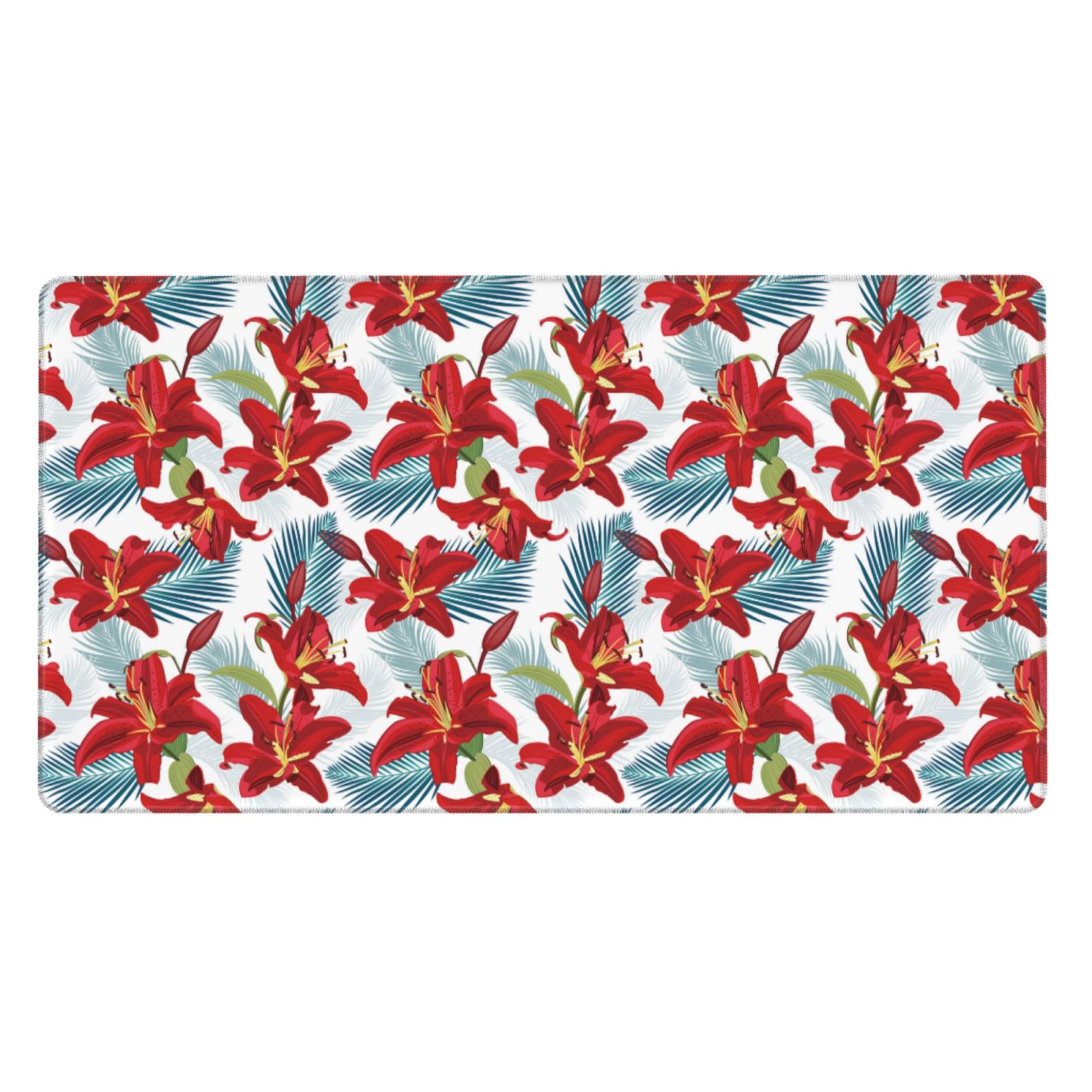 Kdxio Lilies Flowers Print Large Gaming Mouse Pad,Non-Slip Base,Water Resist Keyboard Pad for Gamer,Office & Home,29.5 x 15.8 in