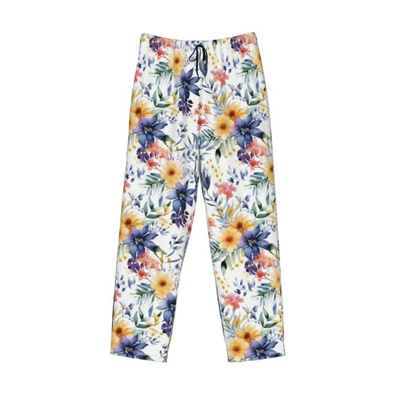 Kdxio Lilies Flowers Print Men's Sleep Pajama Pant Lounge Pants with Pockets