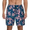 thumbnail image 1 of Kdxio Lilies Flowers Print Men's Swim Trunks with Compression Liner 7 Inch Inseam Quick Dry Swim Shorts, 1 of 7