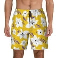 thumbnail image 1 of Kdxio Lilies Flowers Print Men's Swim Trunks with Compression Liner 7 Inch Inseam Quick Dry Swim Shorts, 1 of 7