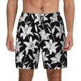 thumbnail image 1 of Kdxio Lilies Flowers Print Men's Swim Trunks with Compression Liner 7 Inch Inseam Quick Dry Swim Shorts, 1 of 7
