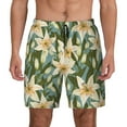 thumbnail image 1 of Kdxio Lilies Flowers Print Men's Swim Trunks with Compression Liner 7 Inch Inseam Quick Dry Swim Shorts, 1 of 7