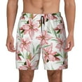 thumbnail image 1 of Kdxio Lilies Flowers Print Men's Swim Trunks with Compression Liner 7 Inch Inseam Quick Dry Swim Shorts, 1 of 7