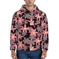 thumbnail image 1 of Kdxio Lilies Flowers Print Mens Casual Hooded Collar Drawstring Hoodies Pullover Sweatshirts Casual Long Sleeve Shirts-X-Large, 1 of 7