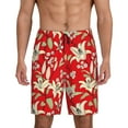 thumbnail image 1 of Kdxio Lilies Flowers Print Mens Sleep Shorts Bottoms Soft Comfy Pajama Wear Pants with Drawstring Pockets, 1 of 7