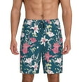 thumbnail image 1 of Kdxio Lilies Flowers Print Mens Sleep Shorts Bottoms Soft Comfy Pajama Wear Pants with Drawstring Pockets, 1 of 7