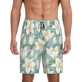 thumbnail image 1 of Kdxio Lilies Flowers Print Mens Sleep Shorts Bottoms Soft Comfy Pajama Wear Pants with Drawstring Pockets, 1 of 7
