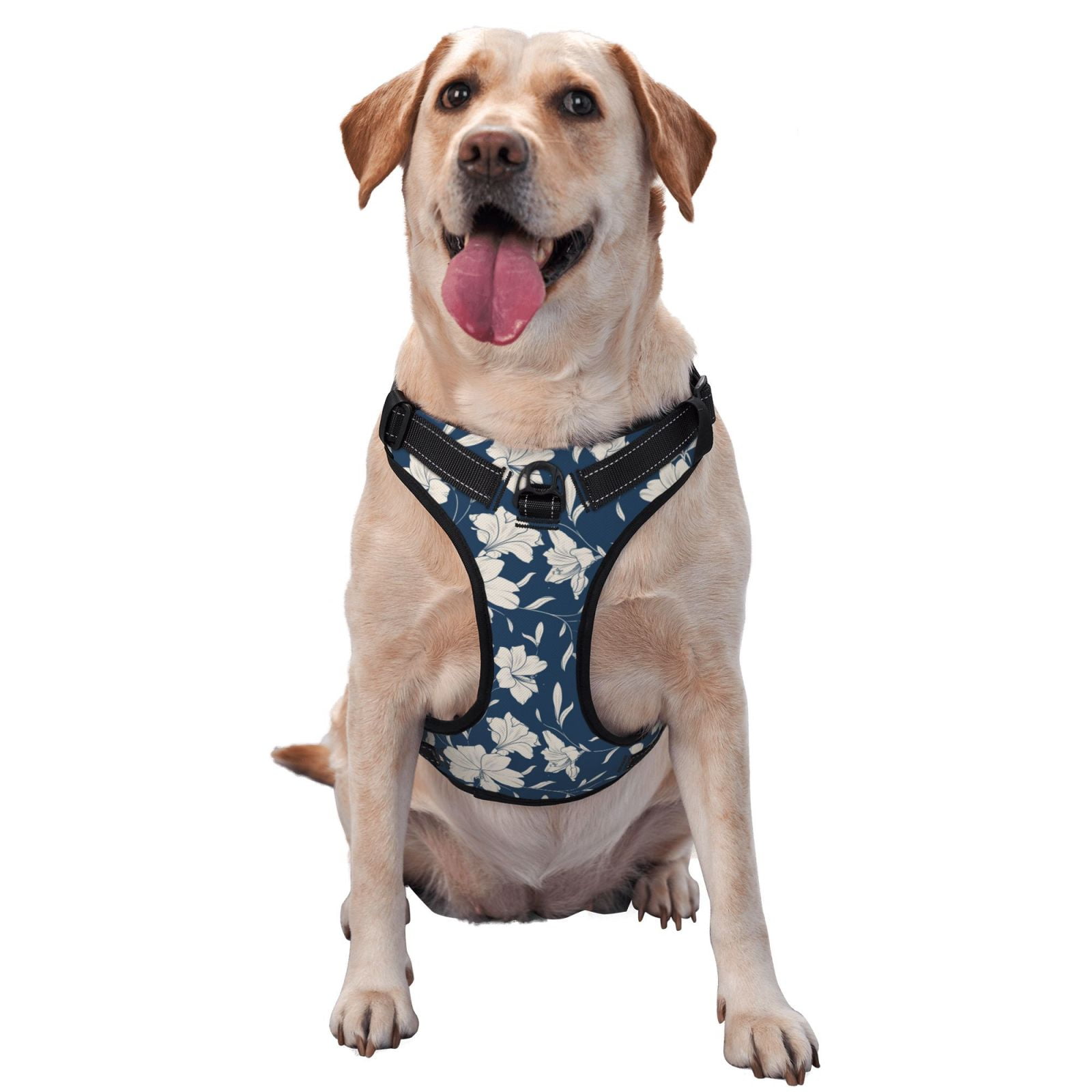 Kdxio Lilies Flowers Print No Pull Dog Harness Adjustable Reflective Oxford Easy Control Medium Large Dog Harness for Training and Everyday-Large
