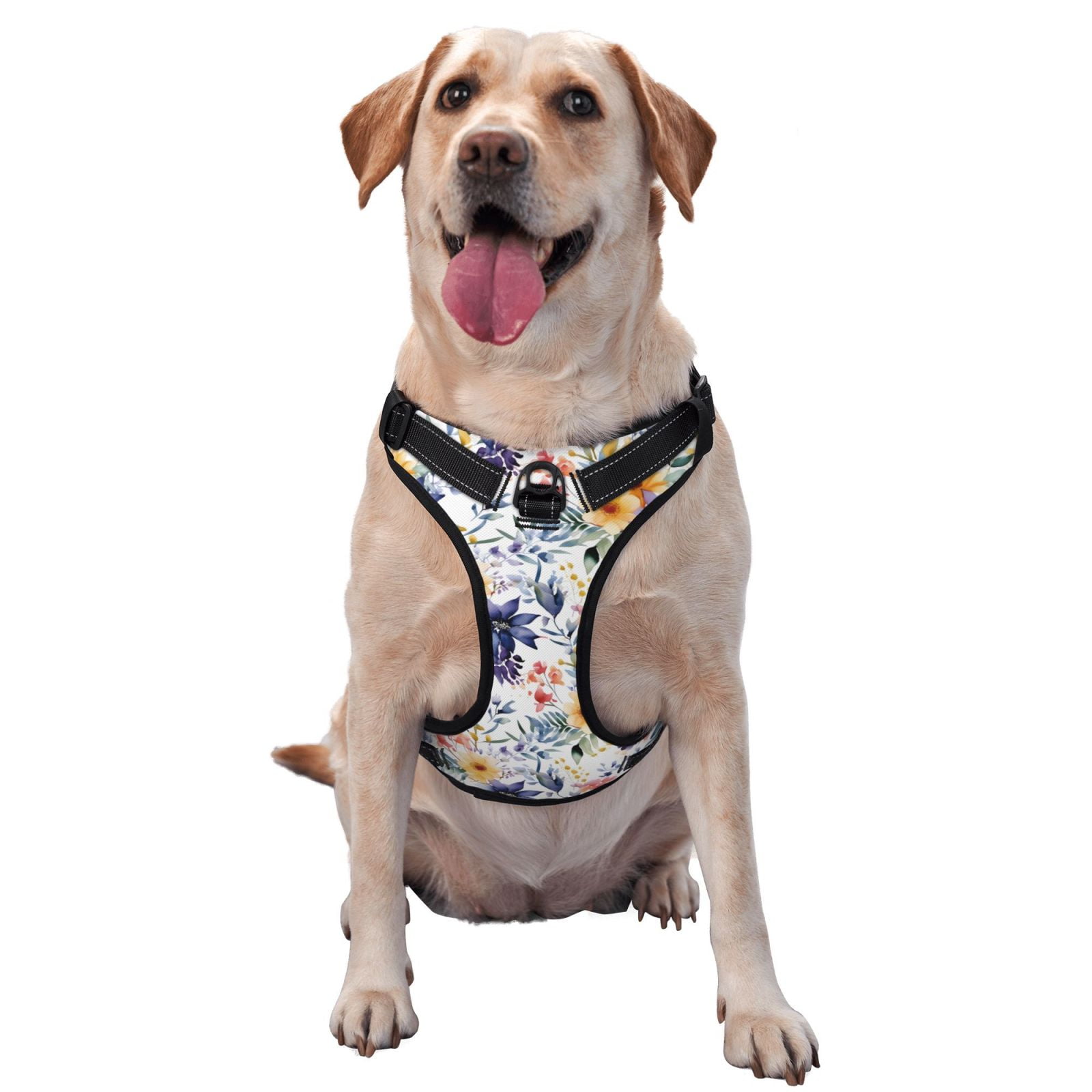 Kdxio Lilies Flowers Print No Pull Dog Harness Adjustable Reflective Oxford Easy Control Medium Large Dog Harness for Training and Everyday-Large