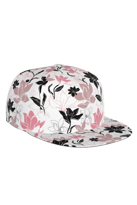 Lilies Flowers Print Snapback Hat for Men Women,Adjustable Baseball Cap