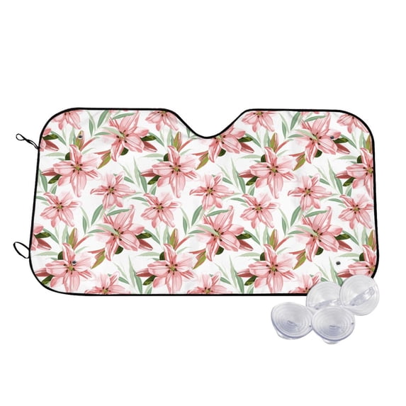 Kdxio Lilies Flowers Print Windshield Sun Shade,UV Rays and Sun Heat Protection,Sunshade for Car Windshield,Car Shade Front Windshield - Medium