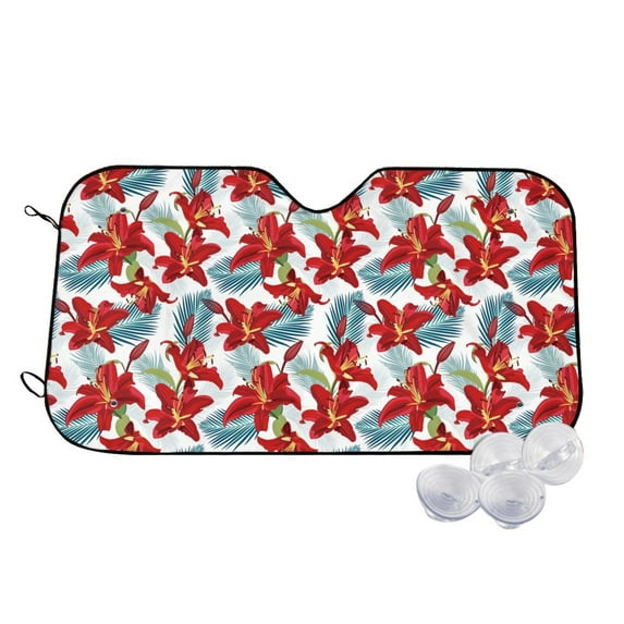 Kdxio Lilies Flowers Print Windshield Sun Shade,UV Rays and Sun Heat Protection,Sunshade for Car Windshield,Car Shade Front Windshield -