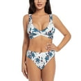 thumbnail image 1 of Kdxio Lilies Flowers Print Women's 2 Piece High Waisted Wrap Spaghetti Strap Summer Swimsuit Bikini Set-Large, 1 of 7